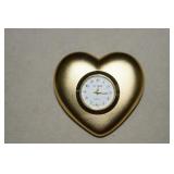 La Belle Quartz Golden Heart Paperweight/Clock