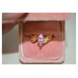 18 kt Gold Plated Pink Marquis Stone Ring