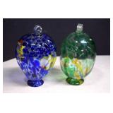 Two Blown Art Glass Orbs