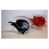 2- Murano Style Hand Blown Art Glass Fishes