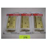 Three Satin Brass Door Hinges