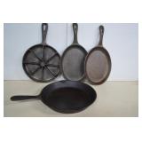 4 Cast Iron Skillets - Cornbread 10.5' & Fajitas