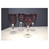 Set Of Four Crystal Ruby Red Goblets 'Antique Ruby