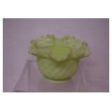 VTG Fenton Basket Weave Satin Custard Glass Bowl