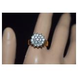 Gold Tone Ring w/ Clear Stones   Sz 7-3/4