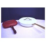 Large Ceramic Frying Pan w/ Lid & Double Sided