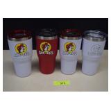 Four Buccee's Stainless Steel Tumblers. Great