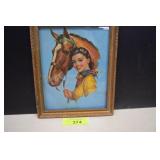 Vintage Herbit Horse & Lady Lithograph