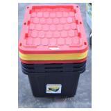 Four 27 Gallon Tough Box Totes