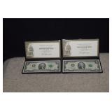 Two 2003 Unc. $2 Fed. Reserve Notes   Green Seals