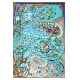 Tray Full Of Turquoise Themed Fashion Jewelry -