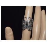 Sterling Butterfly Ring  Sz 5-1/4