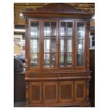 Lighted Two Piece China Cabinet W/ Mirror Back and