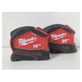 GUC Milwaukee 16ft & 25ft Measuring Tapes (2pcs)
