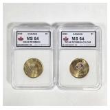 GUC Canada 2022 MS 64 Oscar Peterson $1 Coin 2PC
