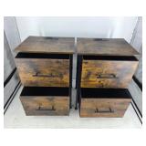 NEW Rustic Wooden/Fabric Double Drawer Stands