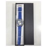 COLLECT Manhattan Blue Crystal Watch, Leather Band