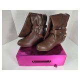 NEW Micheal L.Bordeaux Women Tall Brown Boots (37)