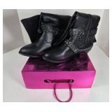 NEW Micheal L.Bordeaux Women Tall Black Boots (36)