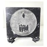 ANTIQUE 'Blanket Toss' Marble Relief Sculpture