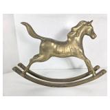 COLLECT Brass-Style Metal Rocking Horse Statue