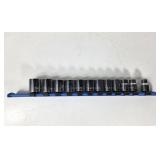GUC Maximum 12PC 3/8' 8-19mm Socket Set, Blue Rail