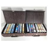 GUC Pair of Brown Trunk Cases w/ Various VHS Tapes