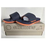 NEW Skechers Navy Blue/Orange Sandals SZ: 12 Kids