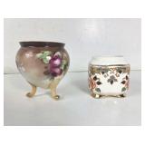 Vintage Floral Mini Vase & Gold Lipped Sugar Bowl