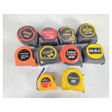 Varied Brand Measuring Tapes Stanley/Lufkin/DW 10p