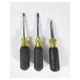 Lot of 3 Klein Insulated Various Head Screwdrivers