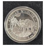 2oz African Wildlife Silver Elephant Coin