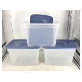 NEW Gracious Living Clear Bins & Blue Lids 39L 3PC