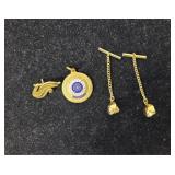 GUC Gold Coloured Cufflinks, Pendant, Pin (4pcs)