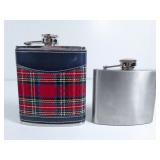 GUC Metal Flasks Plain & Scottish Plaid Design 2PS