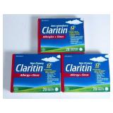 NEW Claritin Allergy +Sinus 12Hrs, 20ct, 3PKS
