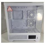 NEW White Modern Computer Case w/ Glass Frame