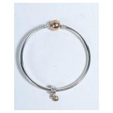 Authentic PANDORA 10.8G Silver BANGLE w/Rose Gold