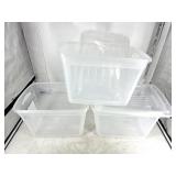 NEW 72L Clear Storage Bin w/Clear Lid 3PCS