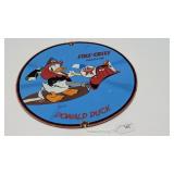 Fire Chief Donald Duck Porcelain Sign 12' Round