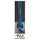 Swung Glass Blue Vase 12-3/4' Tall