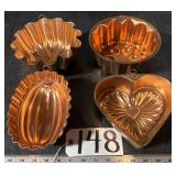 4 Copper Jellow Molds