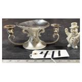 Lenox Candle Holder & Lenox Snowman Figure
