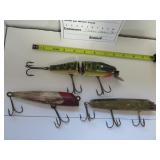 3 large wood lures