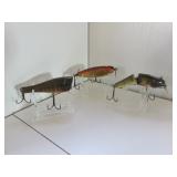 Lot of  3     unbranded/unk. vintage wood lures