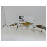 3 Vintage Wood lures mafg unk.