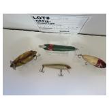4 Vintage wood lures / mfg. unk.