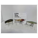 3 Vintage wood lures one money