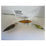 3 Vintage wood lures / Unk maker