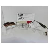 3 Vintage lures.  Mfg. unknown